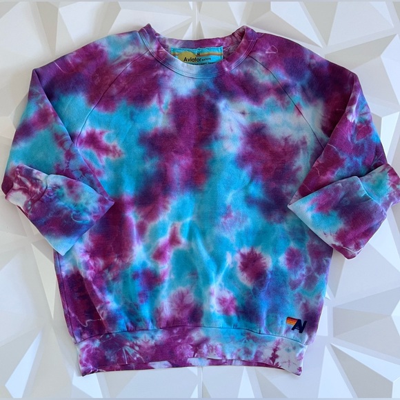 🫟Aviator Nation Hand Tie-Dyed Crew Sweatshirt Magenta 
limited edition Size:M - Picture 3 of 15